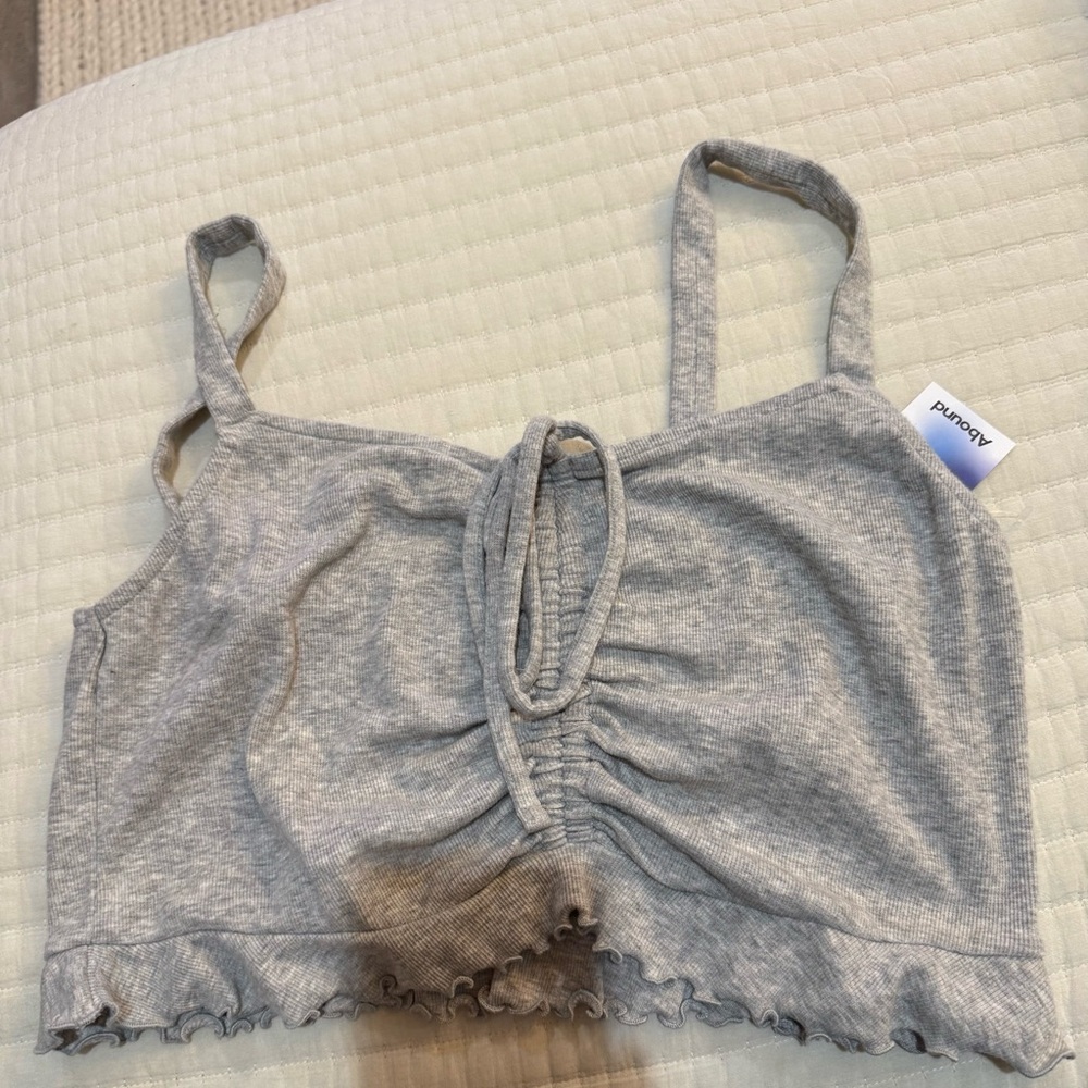 Abound Gray Ruched Crop Tank Top NWT Size XL